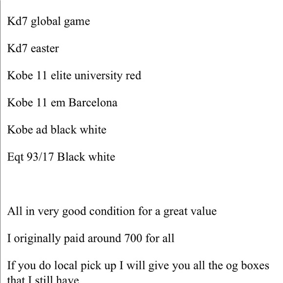 6 shoe bundle kd7 kobe 11 eqt 93/17 - Picture 2 of 2